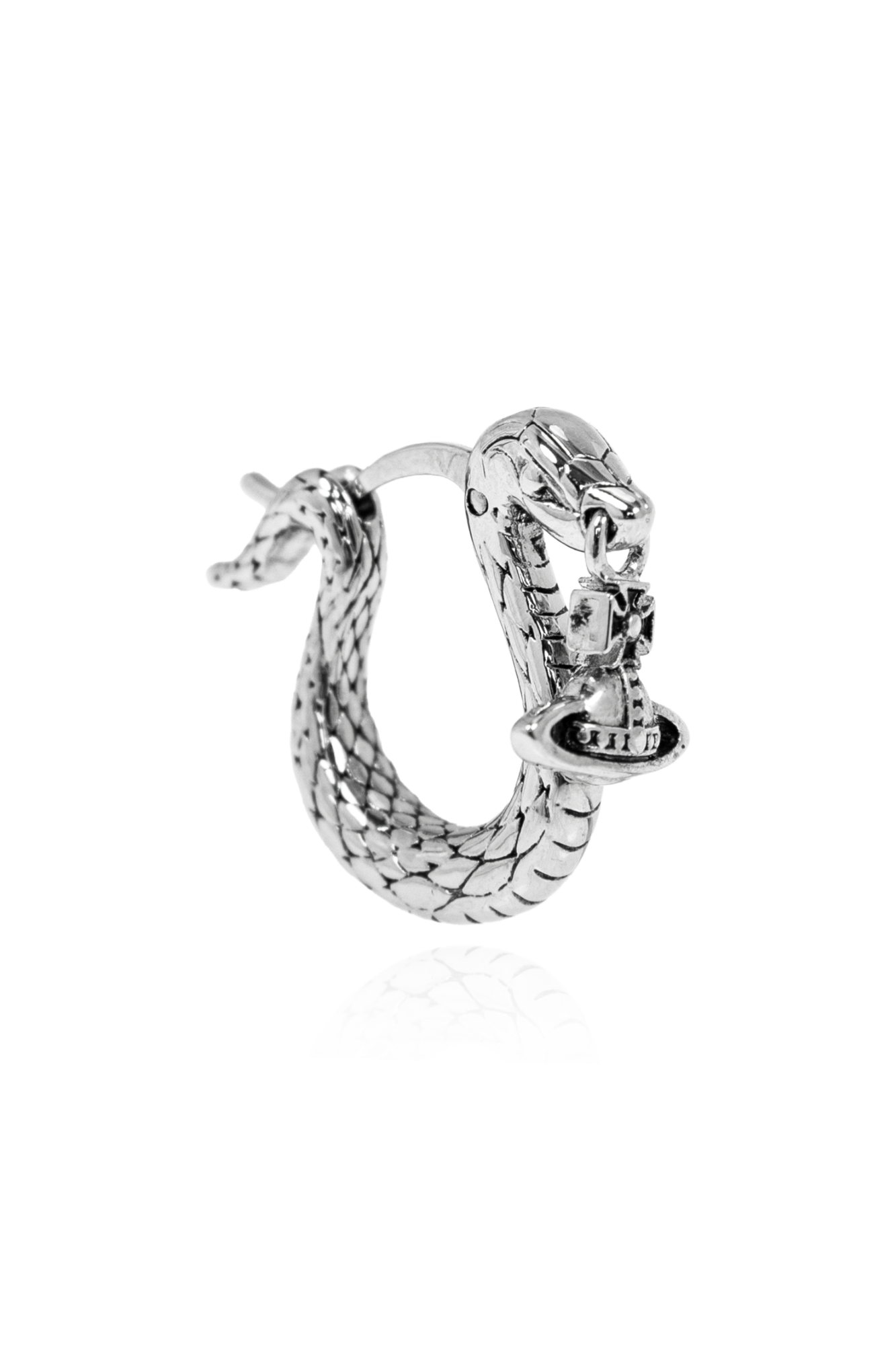 Silver Single earring with snake motif Vivienne Westwood